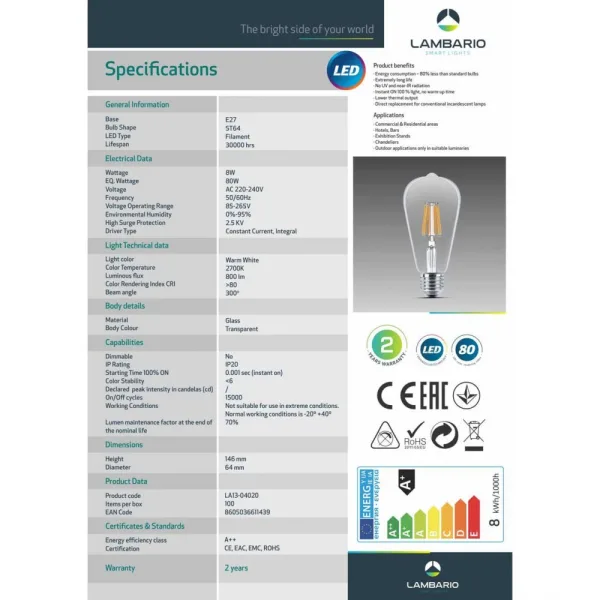 LED Крушка Е27 LA13-04020