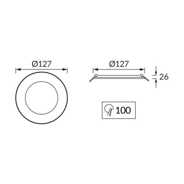 Вграден LED панел WAFEL 9W – Ø127 мм,IP54   04742