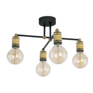 Плафонна лампа RETRO LAMPA SUFITOWA 4 Черна / Патина TK1904
