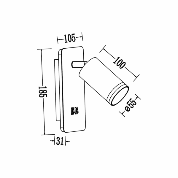 Аплик PIPE бял 1xGU10+LED 6W  ML2082