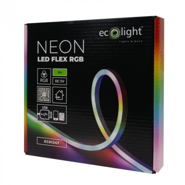 LED неон лента RGB 3 метра, 5V USB EC61247