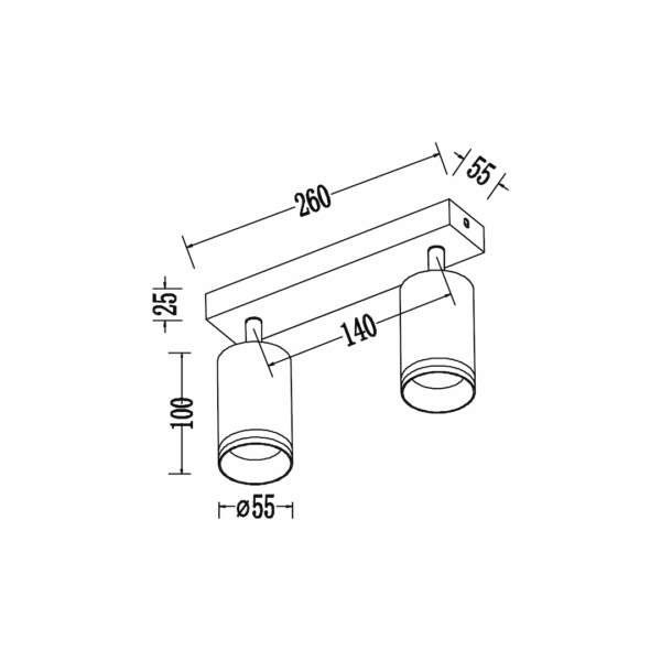 Спот Pipe Ring черен 2xGU10 ML2069