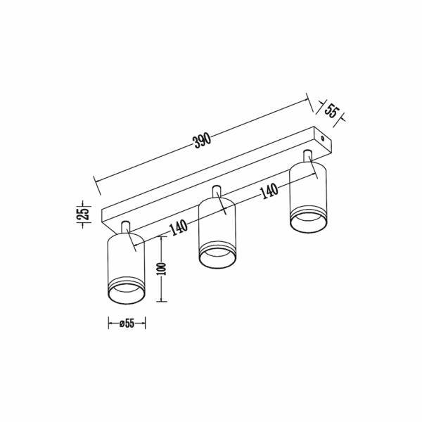 Спот Pipe Ring черен 3xGU10 ML2071