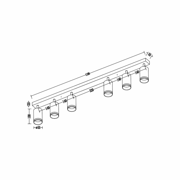 Спот Pipe Ring черен 6xGU10 ML2075