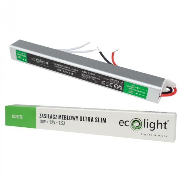 LED захранване SLIM 18W 12V 1.5A  EC79772