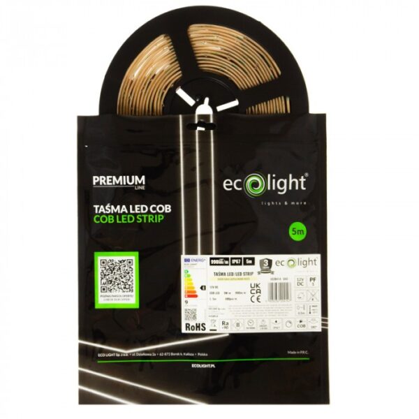 LED лента COB 12V 480 9W/m 3000K 990lm/m IP67 5m