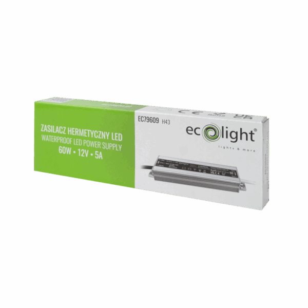 Захранване LED 60W 12V 5A IP67 180x40x22