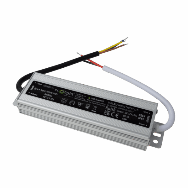 Захранване LED 60W 12V 5A IP67 180x40x22