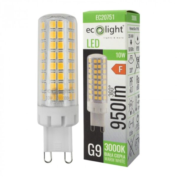LED крушка G9 10W 3000K 950lm EC20751