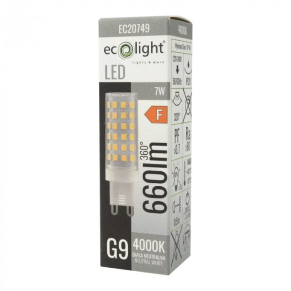 LED крушка G9 7W 4000K 860lm EC20749