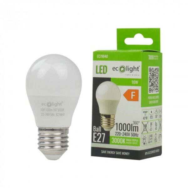 LED крушка GOLF BALL E27 10W 3000K 1000lm EC79840
