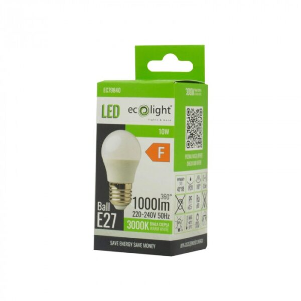 LED крушка GOLF BALL E27 10W 3000K 1000lm EC79840