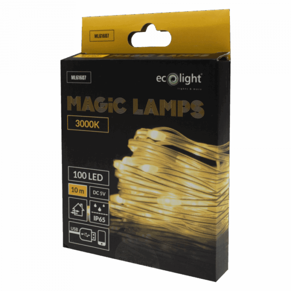 Светлинна гирлянда MAGIC LAMPS 100 LED 3000K 10 m USB 5V ML61607