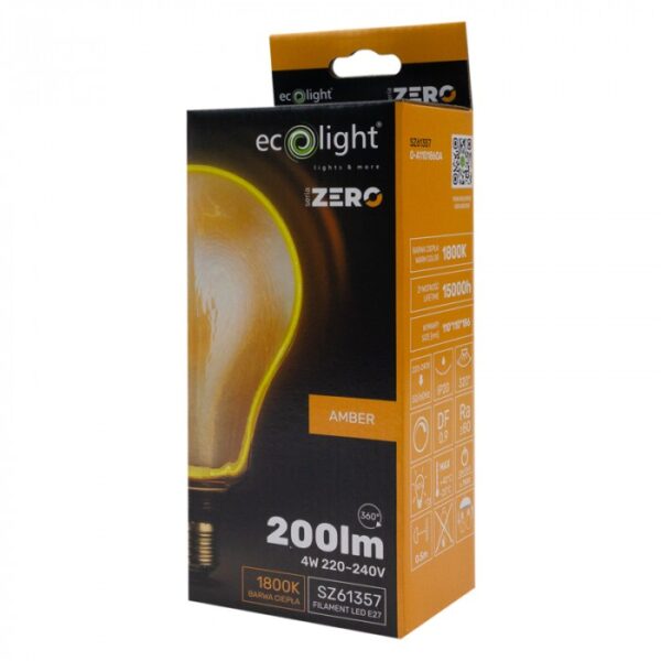 LED крушка ZERO 4W 200lm E27 A110 Amber SZ61357