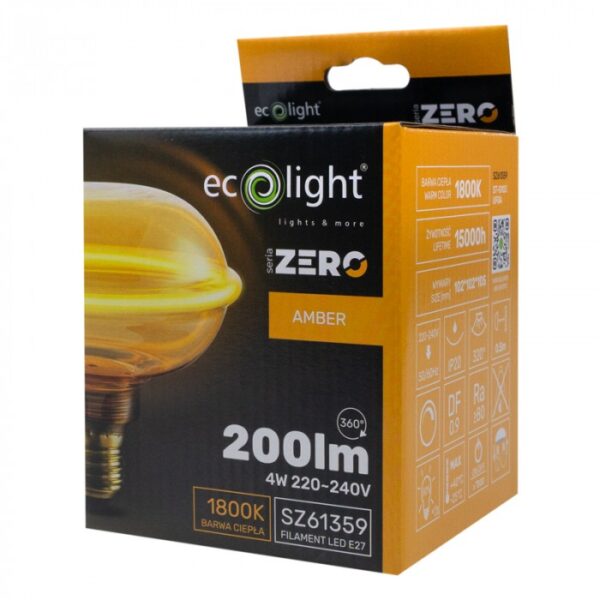 LED крушка ZERO 4W 200lm E27 G103 Amber SZ61359