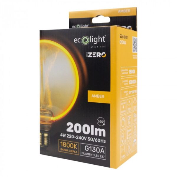 LED крушка ZERO 4W 200lm E27 G130 Amber SZ61041