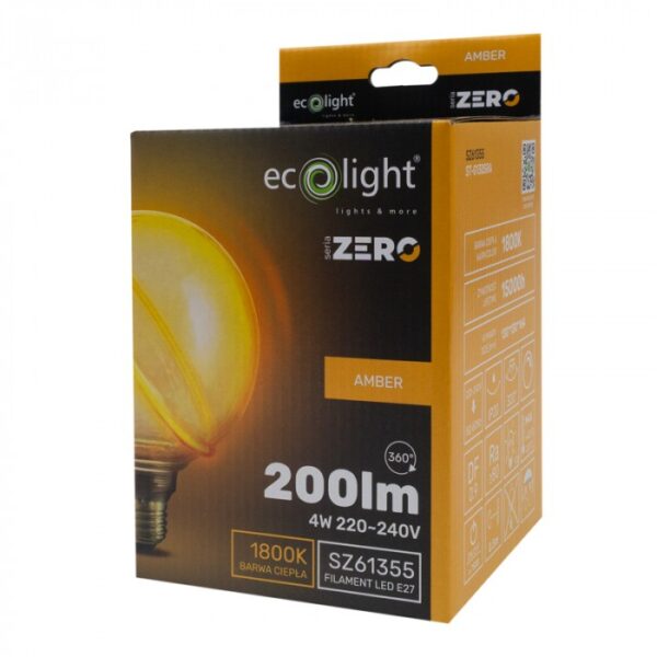 LED крушка ZERO 4W 200lm E27 G130 Amber SZ61355
