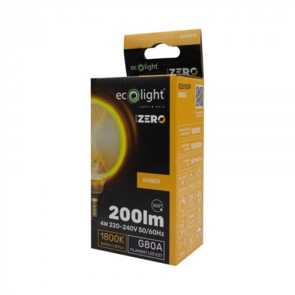 LED крушка ZERO 4W 200lm E27 G80 Amber SZ61039