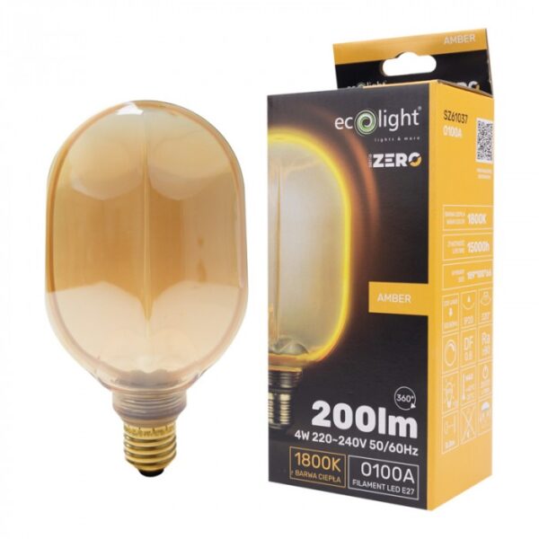 LED крушка ZERO 4W 200lm E27 G100 Amber SZ61037