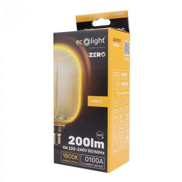 LED крушка ZERO 4W 200lm E27 G100 Amber SZ61037