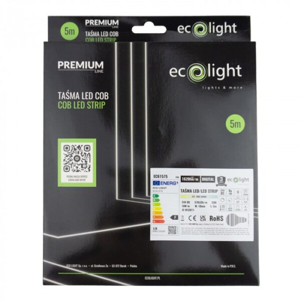 LED лента COB IC Digital 24V 18W/m CCT 3000–6000K 1620lm/m IP20 5m EC61575