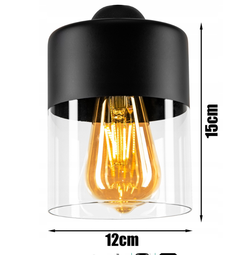 Плафон Fibram STIL 3xE27 стъклен черен KMP973