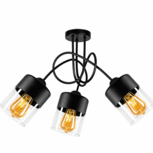 Плафон Fibram STIL 3xE27 стъклен черен KMP973