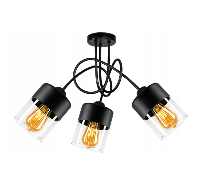 Плафон Fibram STIL 3xE27 стъклен черен KMP973