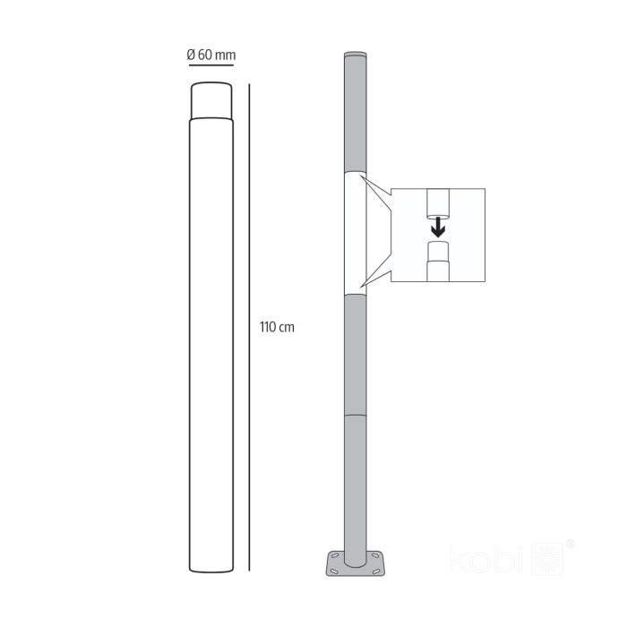 Модул за стълб BASE SG 1 м Ø60 мм черен Kobi – 004350