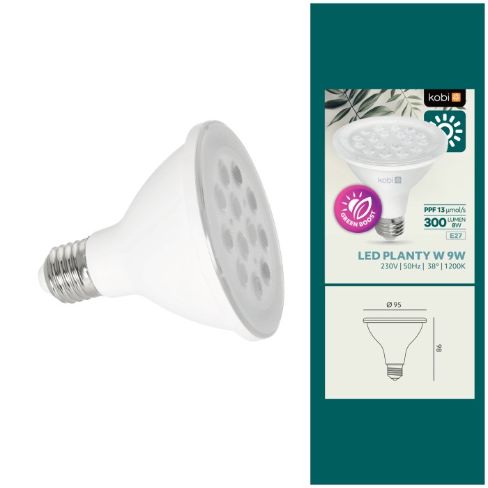 LED крушка за растения PLANTY E27 9W 1200K 001504 KOBI