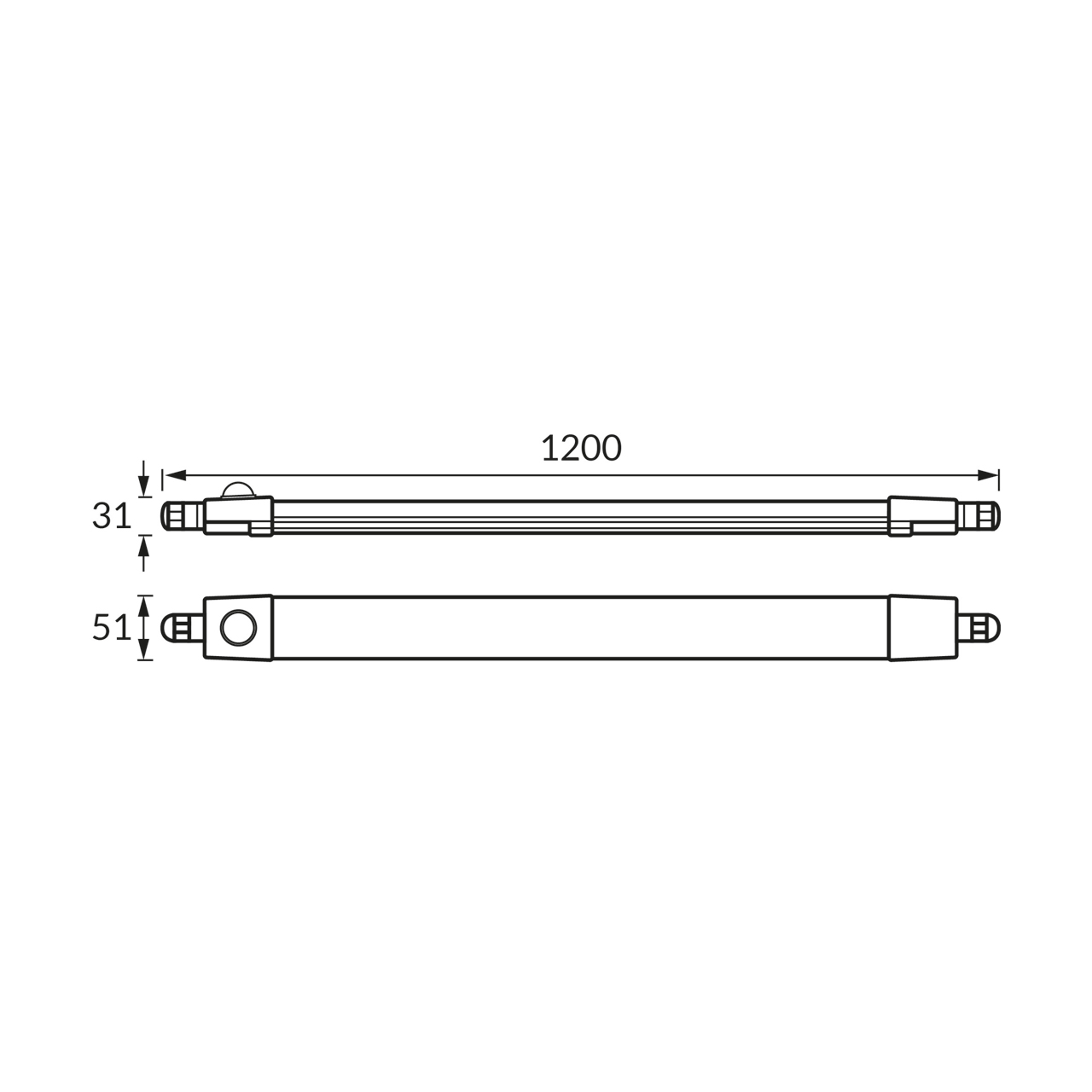 Линейно LED осветително тяло STRÜHM TABOR LED PIR 36W 120см 4000K IP65 04755