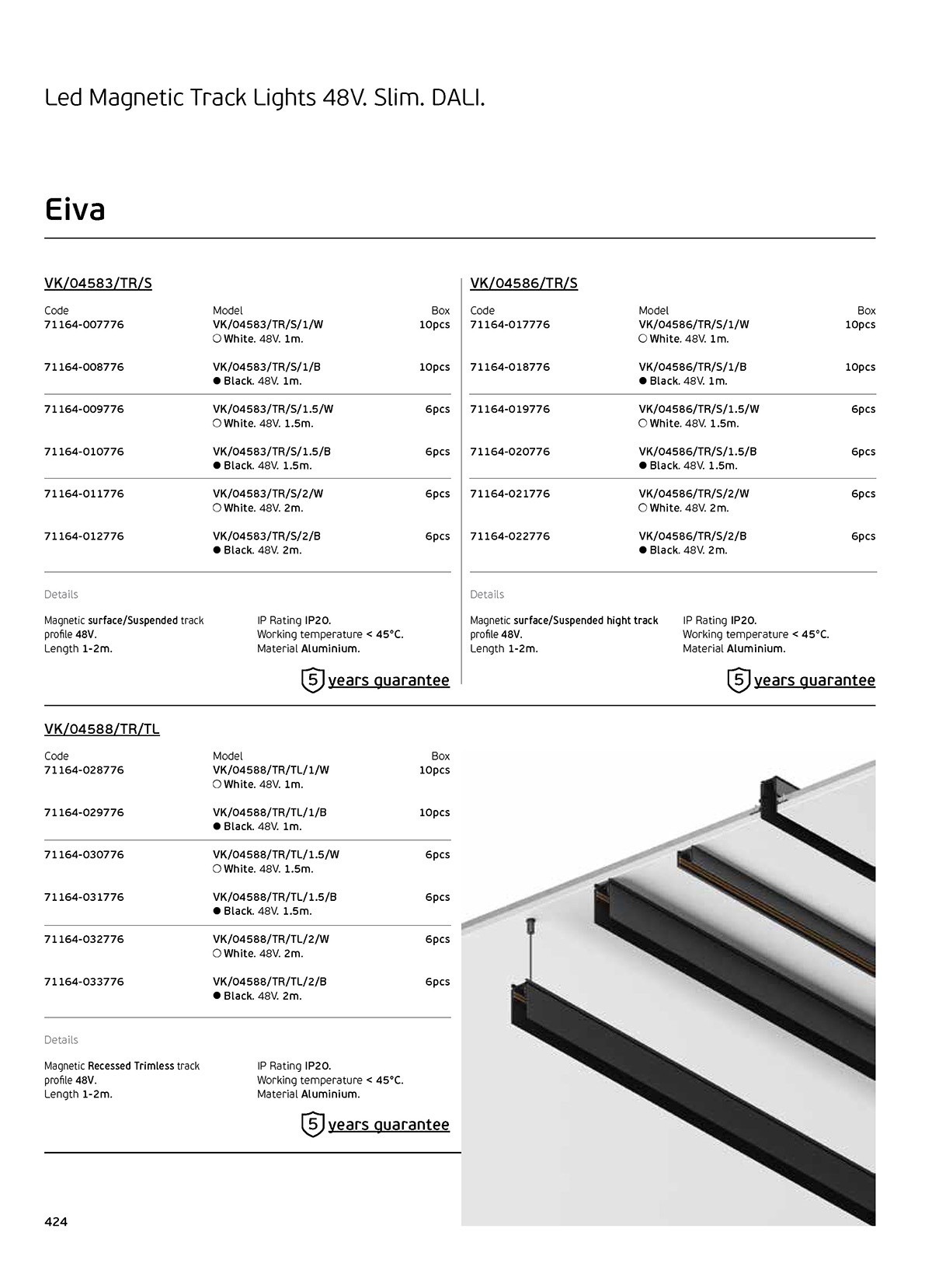 Магнитна шина за външен монтаж 48V 1.5m черна VK/04583/TR/S/1.5/B VK Lighting