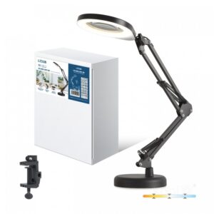 Настолна LED лампа с лупа AURIQ LOUPE 10W 3CCT черна KOBI 004022