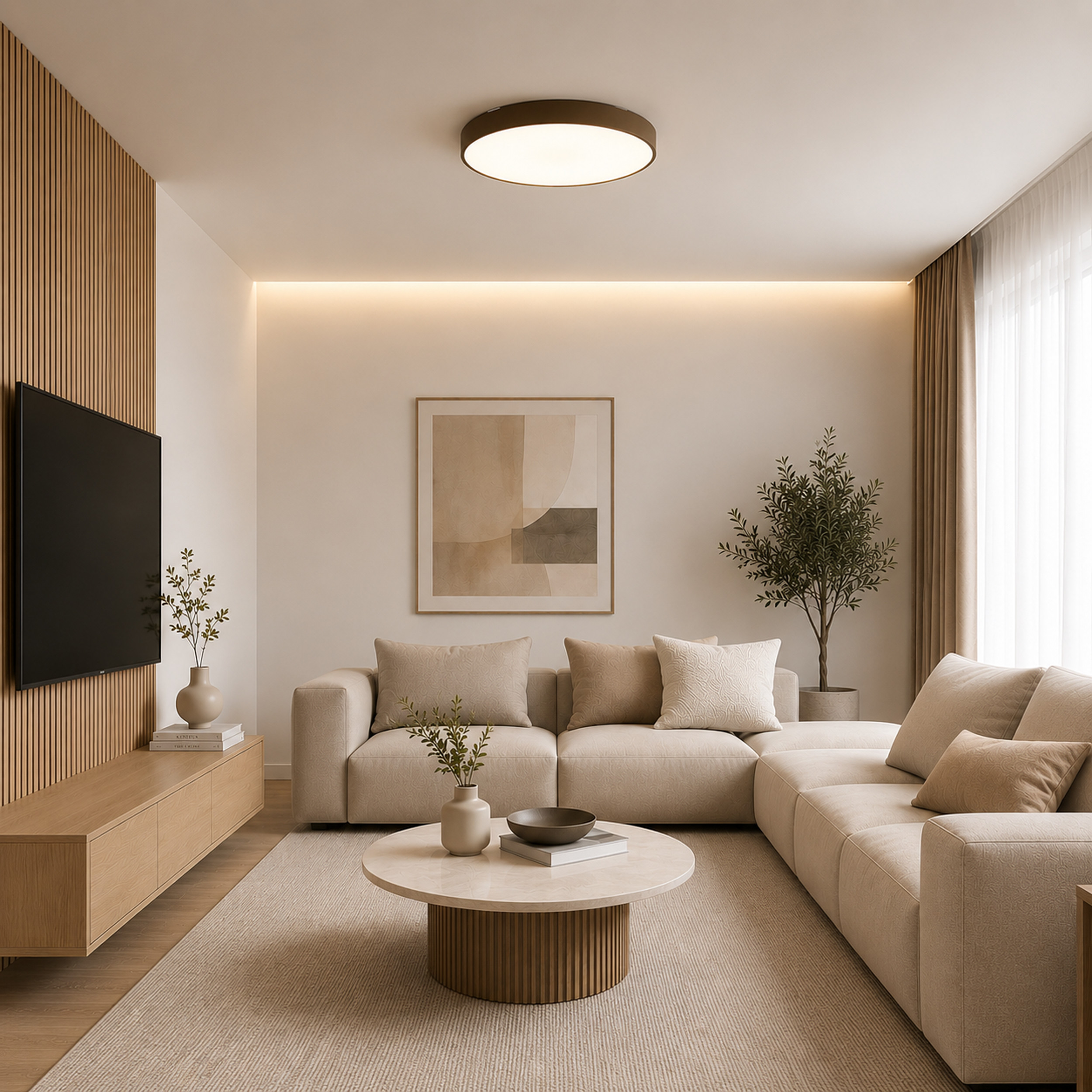 Плафон TK Lighting VELIS BROWN 40W LED 3CCT IP54 Ø500 TK18289
