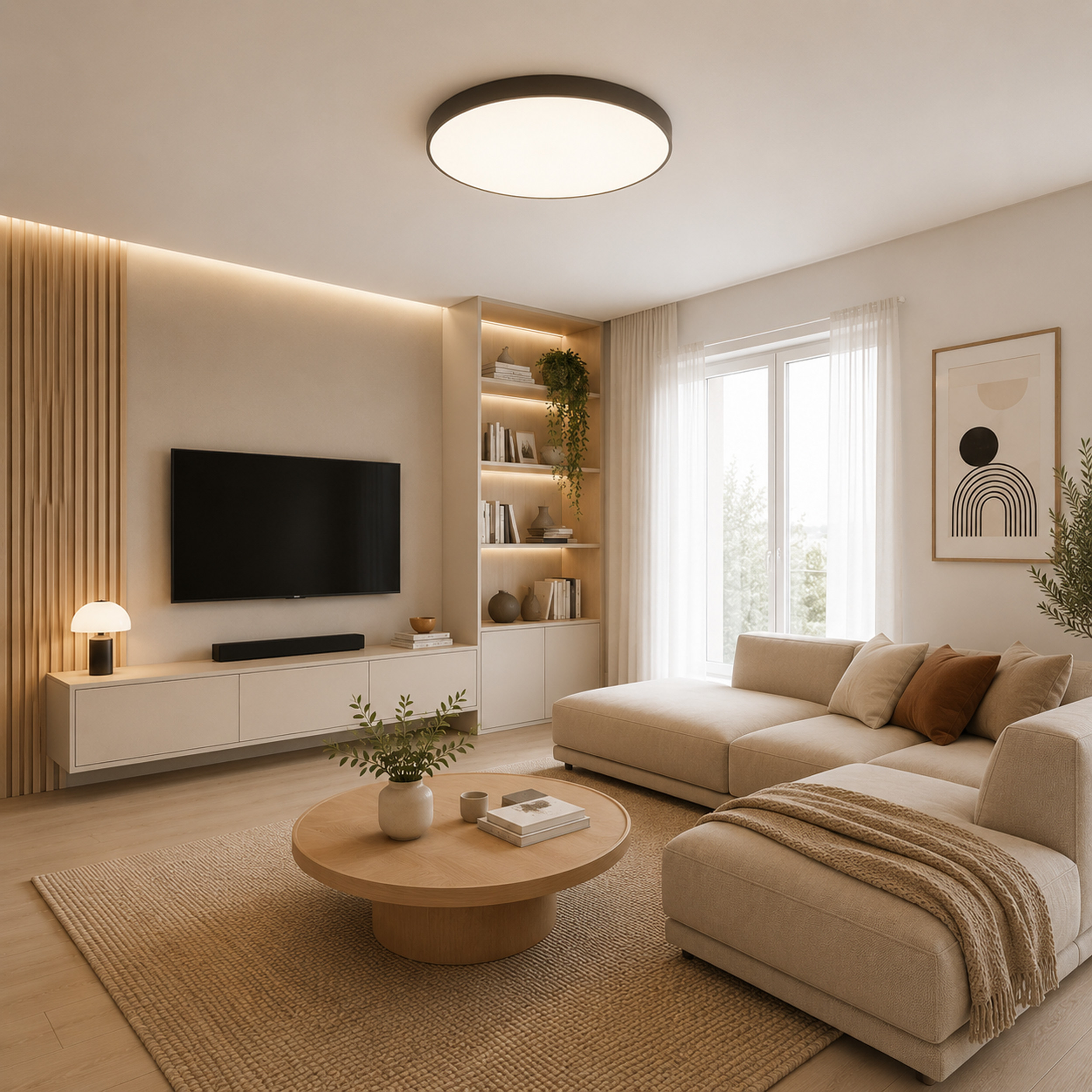 Плафон TK Lighting VELIS BROWN 60W LED 3CCT IP54 Ø600 TK18293