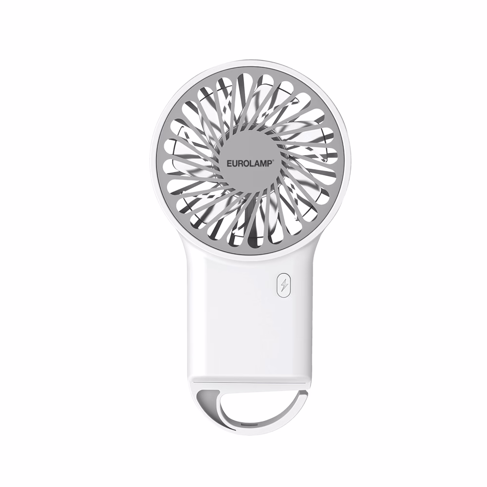 Преносим акумулаторен вентилатор с халка USB Ø80 Бял EUROLAMP 300-20557
