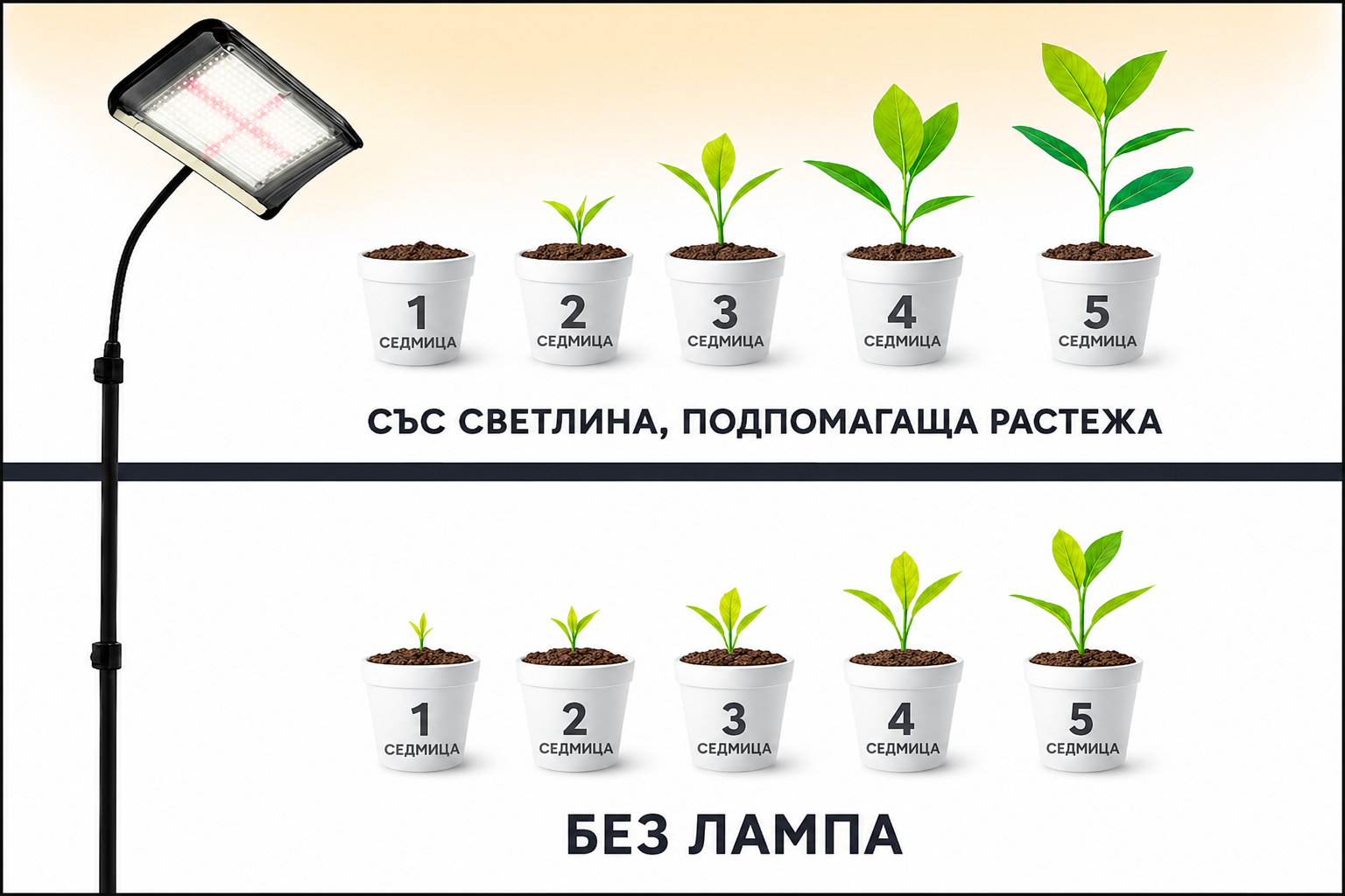LED лампа за растения FIRON 45W със стойка KOBI 004016