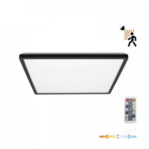 LED плафон NIVERA SQUARE 18W CCT IP54 с дистанционно и сензор черен KOBI 004113