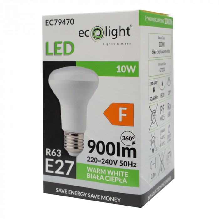 LED крушка R63 E27 10W 3000K 900 lm ECO LIGHT EC79470