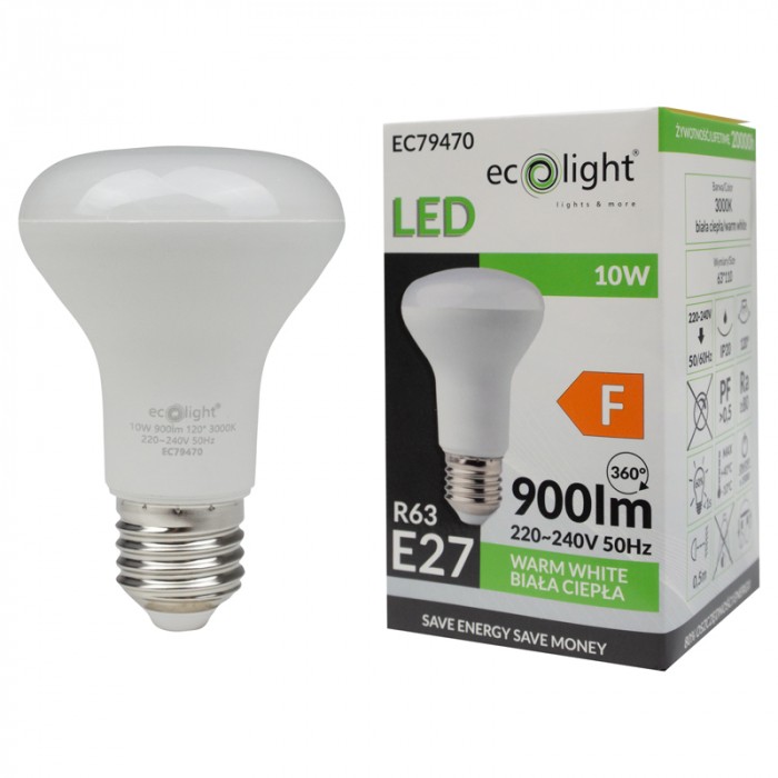 LED крушка R63 E27 10W 3000K 900 lm ECO LIGHT EC79470