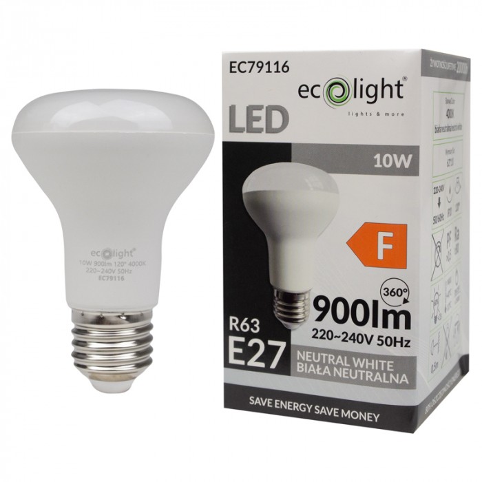 LED крушка R63 E27 10W 4000K 900 lm ECO LIGHT EC79116