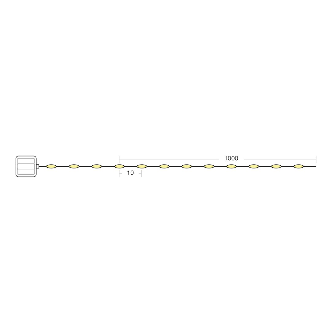Декоративни LED лампички на тел 10 м 100 LED 2700K MILAGRO – EKSW2736