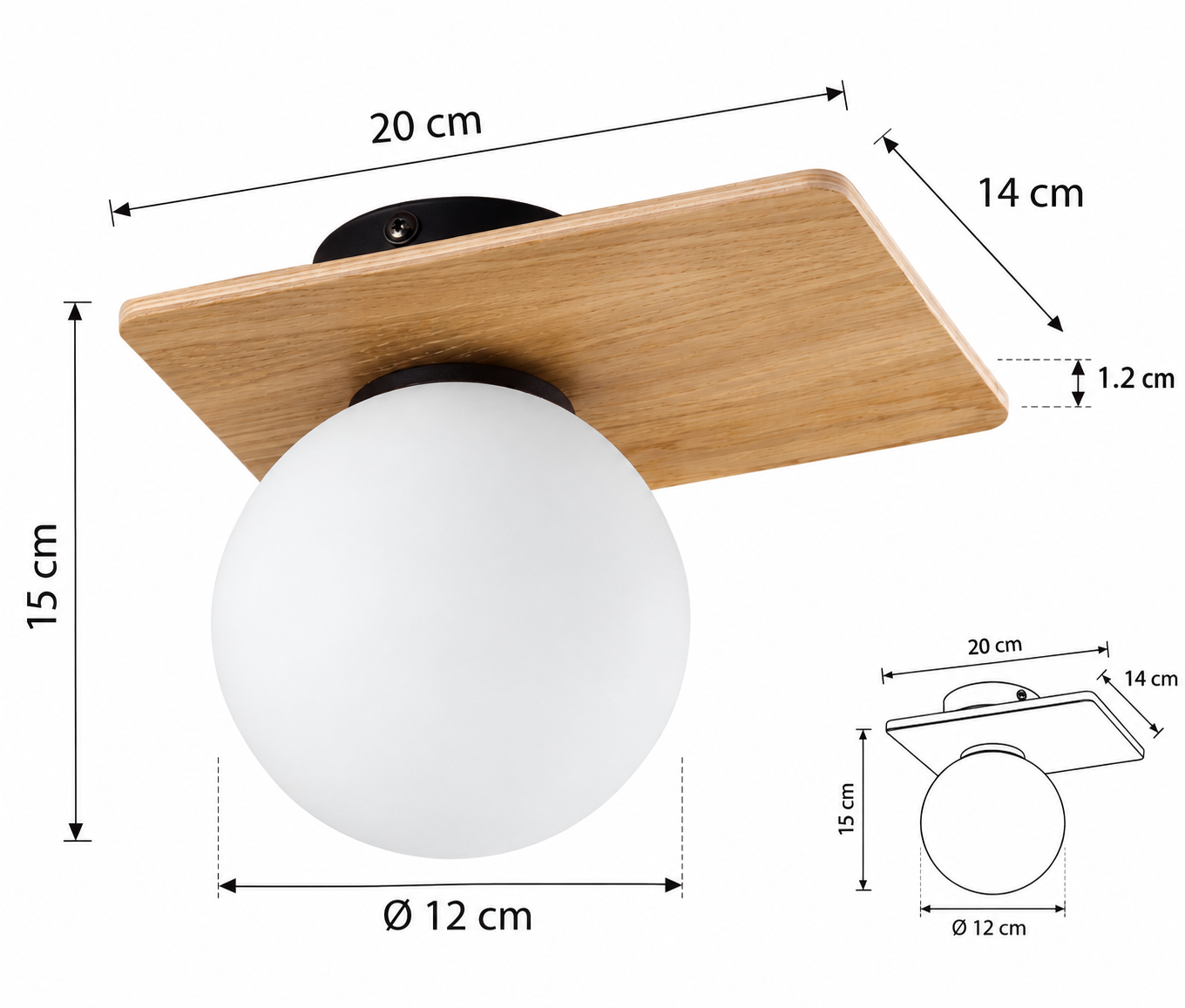 Плафон с дървена основа и бяло стъкло TK Lighting BIANCA WOOD 1xG9 – TK4540